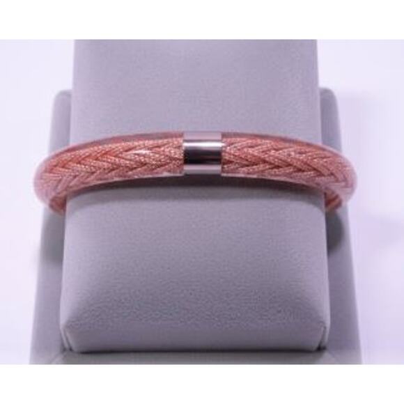 Pono by Joan Goodman Metallic Braided Lucite Bangle Bracelet NWOT 225 PINK - Picture 1 of 6